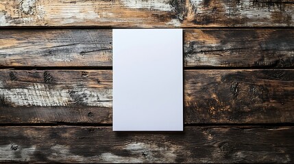 Poster - Blank flyer over wooden background to replace your design : Generative AI