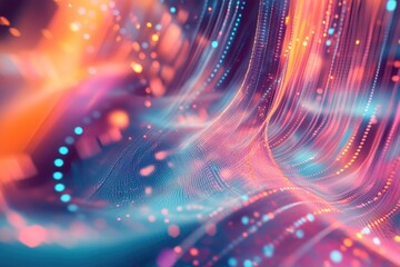 Poster - Vibrant abstract light trails with colorful bokeh, creating a mesmerizing visual experience in motion and texture.
