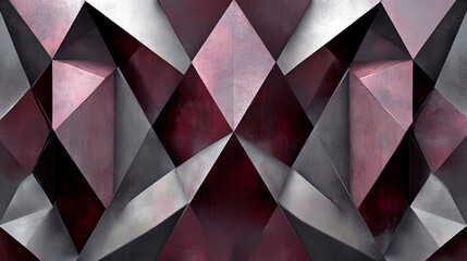 Wall Mural - Abstract geometric pattern with red and silver hues and textured surface.