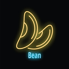 Poster - Glowing neon line beans icon isolated on black background