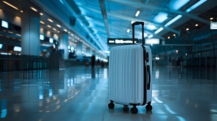 Travel Suitcase In Airport Terminal