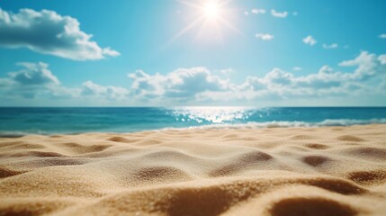 Poster - sun of summer time on sky and sand of beach : Generative AI