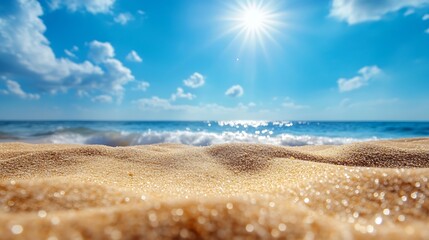 Poster - sun of summer time on sky and sand of beach : Generative AI