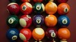© vitanovski - Top view of colorful billiard balls arranged in a grid pattern