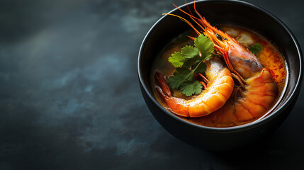 Tom Yum Kung Thai food Grilled shrimp and  with vegetables, a delicious and healthy meal