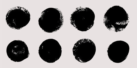 Aufkleber - Round brush strokes vector. Painted rounds collection. Grunge text boxes or textured backgrounds set.
