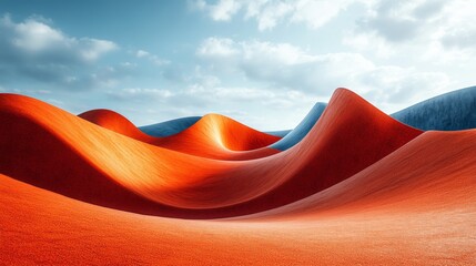 Poster - A desert landscape with a blue and red hill