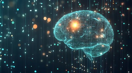 Poster - Digital Brain with Circuitry and Glowing Lights