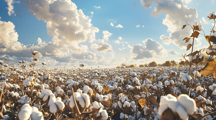 Wall Mural - Spectacular Views of Ripe Cotton Fields. Generative AI