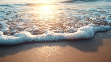Aufkleber - Beach Sand Sea Background Shor Water White Sky Season Summer Tropical Ocean Beautiful Wave Season Vacation Smooth Wallpaper Island Outdoor Tropical Coast Sandy Nature Landscape Space f : Generative AI
