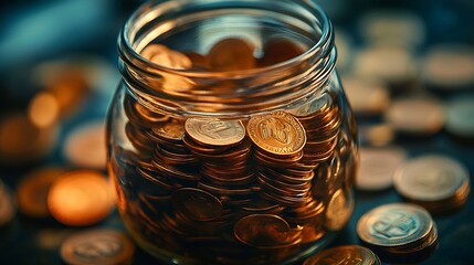 Leinwandbilder - concept marketing finance business background and coins : Generative AI