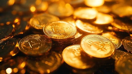 Poster - gold money coin background are laid in graphBusiness success concept wealth stock investmentBusiness in the digital ageDigital transformation for next generation technology  concept sa : Generative AI