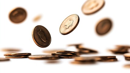 Poster - Falling coins isolated on white background : Generative AI