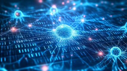 Poster - Abstract Neural Network with Glowing Nodes and Lines