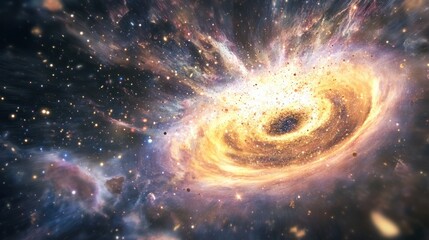 Wall Mural - bright cosmic explosion with swirling galaxies and stars forming in the vast universe, a visual of t