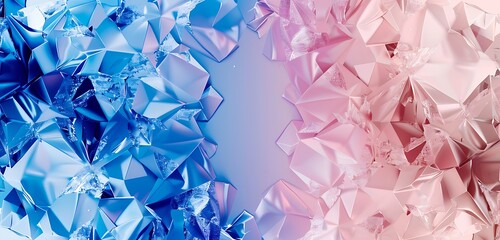 Wall Mural - abstract crystal wall background with one side in cobalt blue and the other in blush pink, offering 
