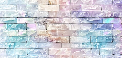 Wall Mural - minimalist crystal brick wall background with soft pastel colors in ambient light