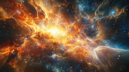 Wall Mural - bright explosion of stars, galaxies, and cosmic dust in outer space, symbolizing the creation of the