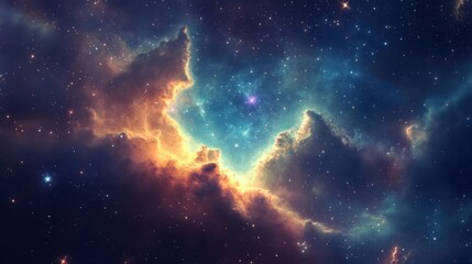 Wall Mural - bright nebula cloud expanding in space, with galaxies and stars forming, symbolizing the universe's 
