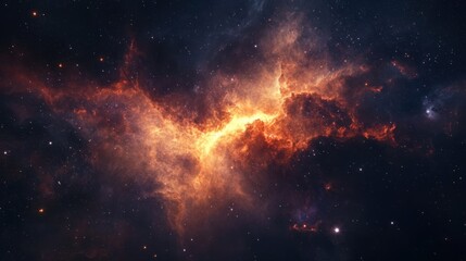 Wall Mural - bright nebula cloud expanding, with stars and galaxies forming in the background, representing the b