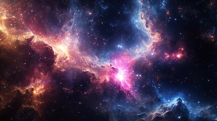 Wall Mural - cosmic background with galaxies and expanding gases, symbolizing the birth of the universe through t