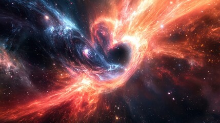 Wall Mural - cosmic light and energy waves expanding outward, symbolizing the universe's explosive birth after th