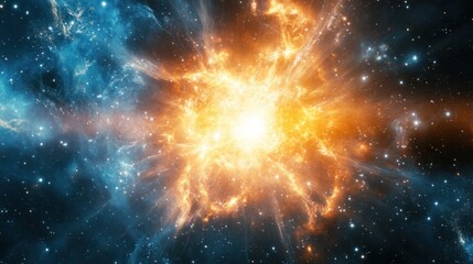 Wall Mural - expanding universe with bright light and cosmic radiation, symbolizing the intense energy of the big