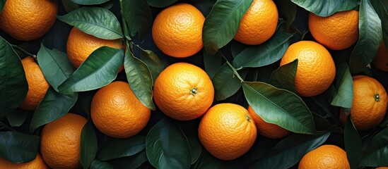 Sticker - Fresh Oranges with Green Leaves