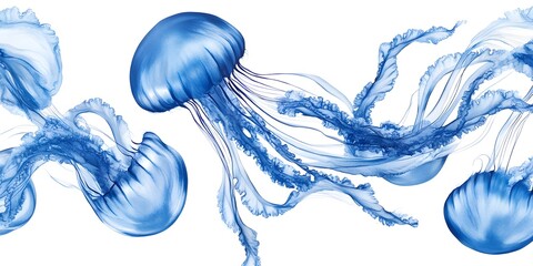 Blue Jellyfish on White Background