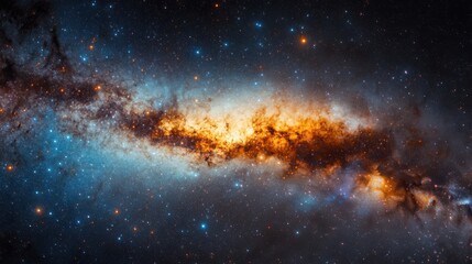 Wall Mural - a clear view of the milky way's spiral arms with thousands of stars, cosmic dust, and colorful nebul