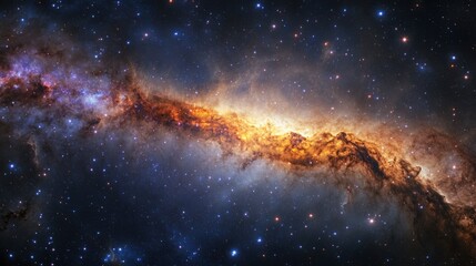 Wall Mural - clear view of the milky way's spiral structure, with bright stars and colorful nebulae scattered thr