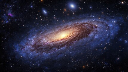 Wall Mural - clear view of the milky way's spiral structure, with bright stars and colorful nebulae scattered thr
