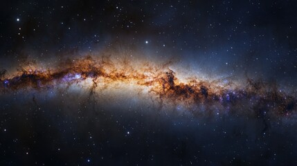 Wall Mural - clear view of the milky way's spiral structure, with bright stars and colorful nebulae scattered thr