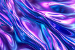 © Emongrapic - 3d render Metallic liquid background. Abstract neon texture. Rainbow 3d holographic foil. Wavy glossy surface in blue and purple colors Background