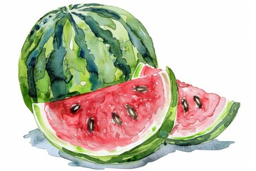 Poster - Fresh watermelon cut into two halves, ready for serving or decoration