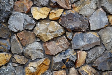 Aufkleber - A close-up shot of a stone wall with natural rocks and weathered texture
