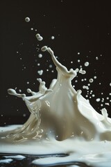 Poster - A splash of milk on a dark or black surface