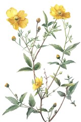 Poster - Simple and elegant arrangement of yellow flowers against a pure white background, suitable for various design projects