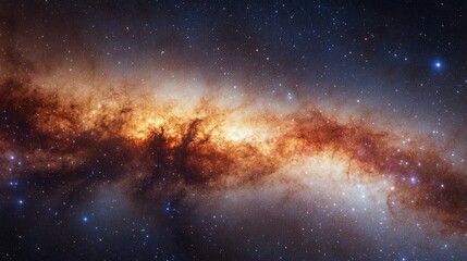 Wall Mural - vivid view of the milky way's bright core and swirling arms, with colorful nebulae and star clusters