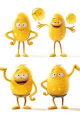 Poster - Group of cartoon characters showing different emotions and facial expressions