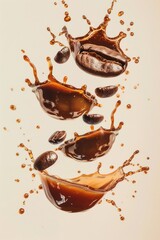 Wall Mural - A pile of coffee beans stacked on top of each other, with some spilling over