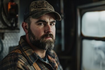 Fototapete - A picture of a man with a beard and hat, suitable for use in illustrations or as a reference image