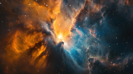 Wall Mural - nebula surrounding a newborn star, with swirling gases and vibrant colors representing the star's ea