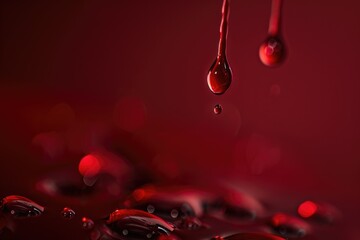 Aufkleber - A single drop of blood falls from a droplet of water, a symbol of fragility and vulnerability