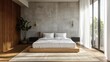 © Art_You - Minimalist bedroom with a low-profile bed, modern decor, and natural light enhancing a serene atmosphere