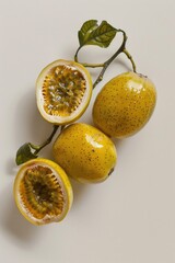Poster - A collection of fresh fruits arranged on a white surface, perfect for still life photography or food-related content