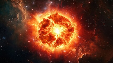 Wall Mural - red supergiant star glowing brightly as it expands outward, nearing the end of its life in the unive