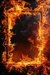 Poster - Flames burning bright against dark backdrop