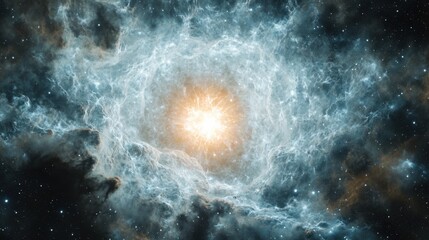 Wall Mural - star in its white dwarf phase, glowing faintly in the aftermath of its supernova explosion, surround