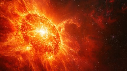 Wall Mural - star in the late stages of its life as a red giant, glowing intensely in space with expanded outer l